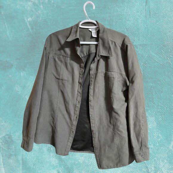 Northern Reflections Olive Green Button-Up Shacket – Versatile Neutral Blouse - Picture 1 of 5